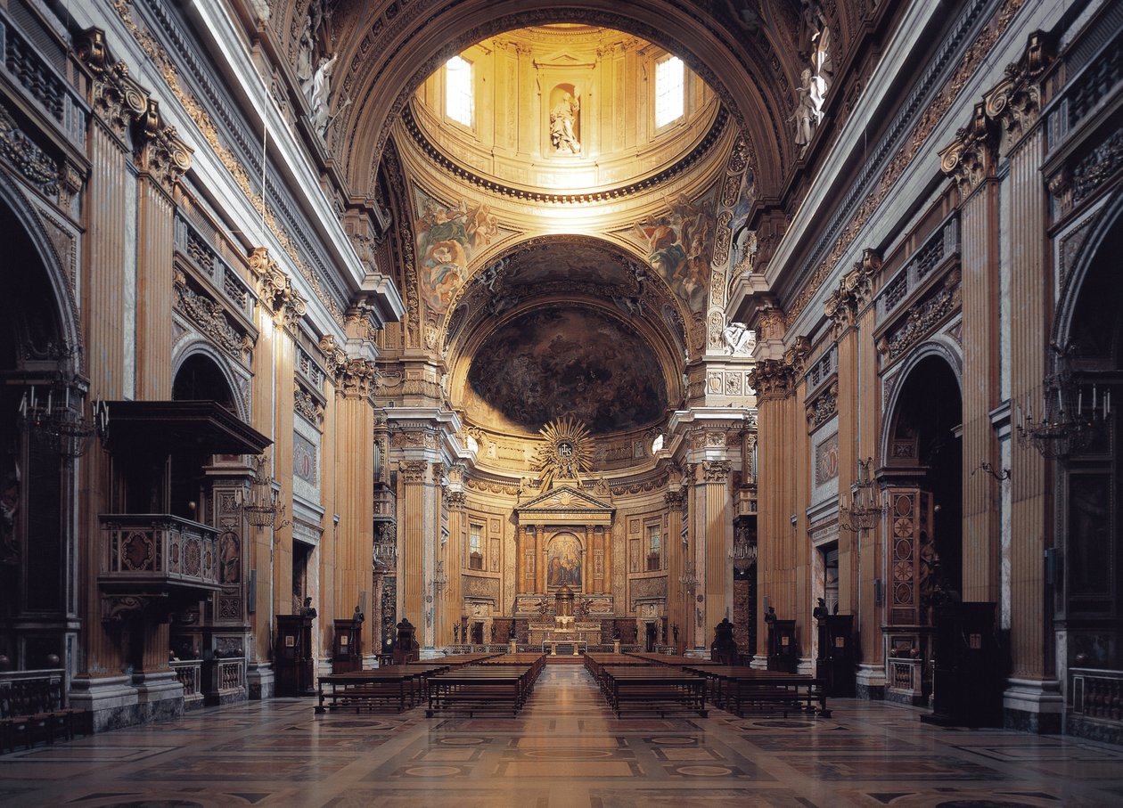约 1568 年罗马 Gesu 教堂的内景（意大利罗马 Chiesa del Gesu 教堂的内景） 作者 意大利学校