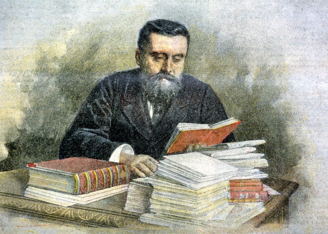 让-若雷（1859 - 1914 年）在他的书桌前--"La Tribuna illustrata "中 作者 意大利学校