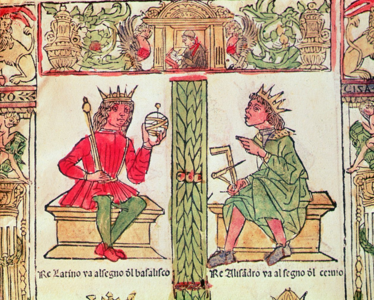 King Latinus和King Alexander，来自The Lobzo Spirito Gualtieri的“命运之书”（印刷纸） 作者 意大利学校