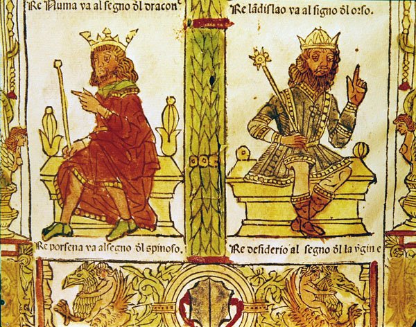 国王Porsenna和国王Desiderius，来自Lorenzo Spirito Gualtieri的命运书（印刷纸） 作者 意大利学校