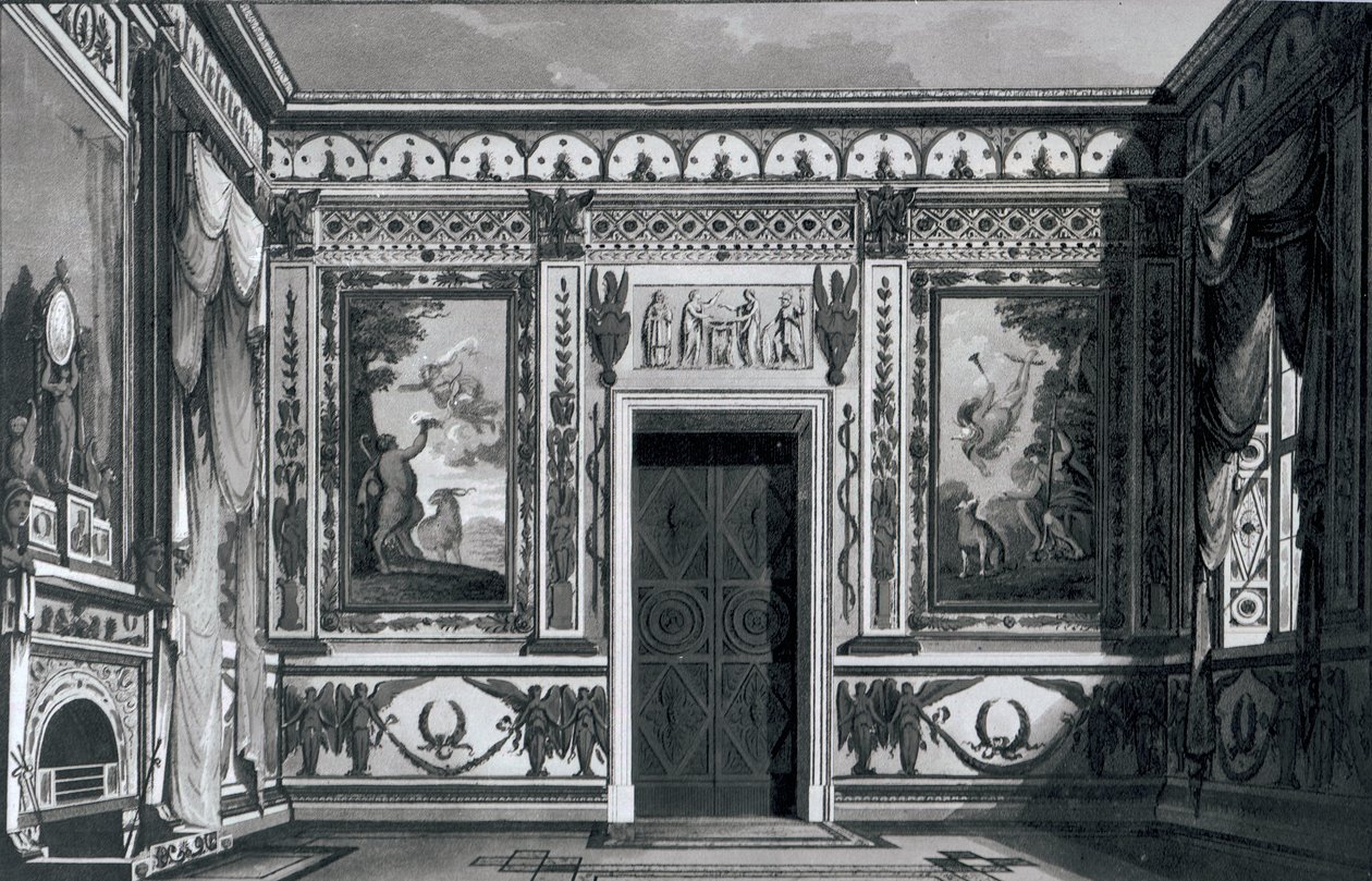 大型希腊沙龙，来自Gaetano Landi的建筑装饰，1810年 作者 意大利学校