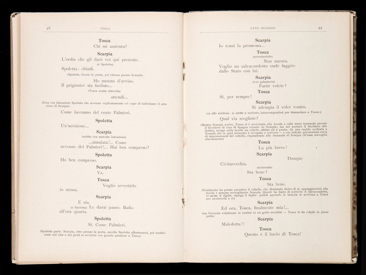 Libretto della Tosca by Giacomo Puccini, Edition Ricordi, Italy 作者 意大利学校