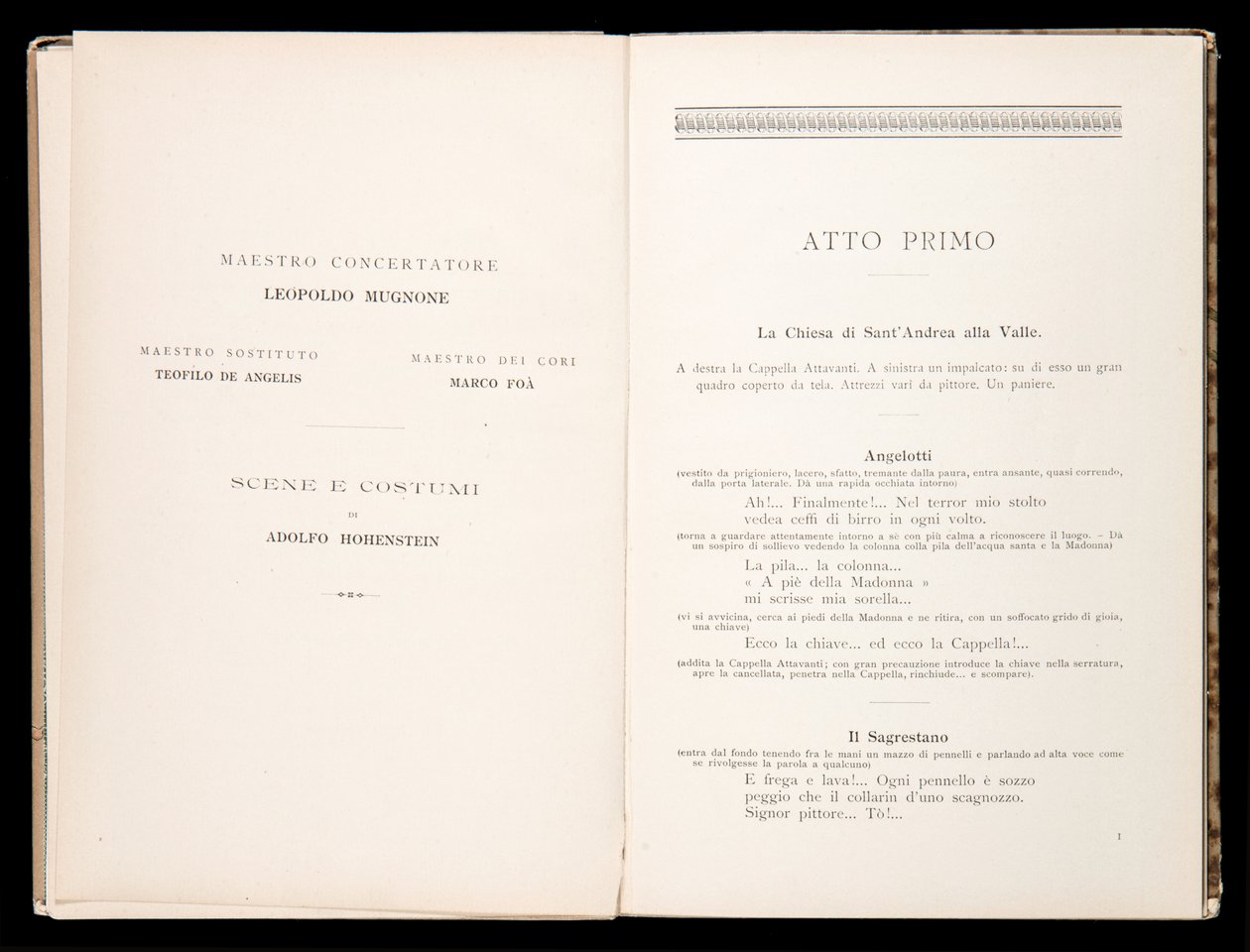 Libretto della Tosca by Giacomo Puccini, Edition Ricordi, Italy 作者 意大利学校