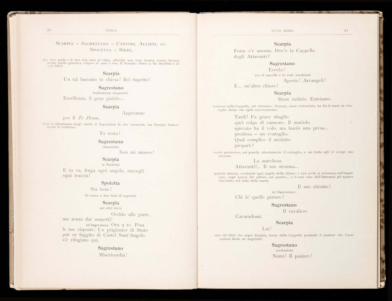 Libretto della Tosca by Giacomo Puccini, Edition Ricordi, Italy 作者 意大利学校