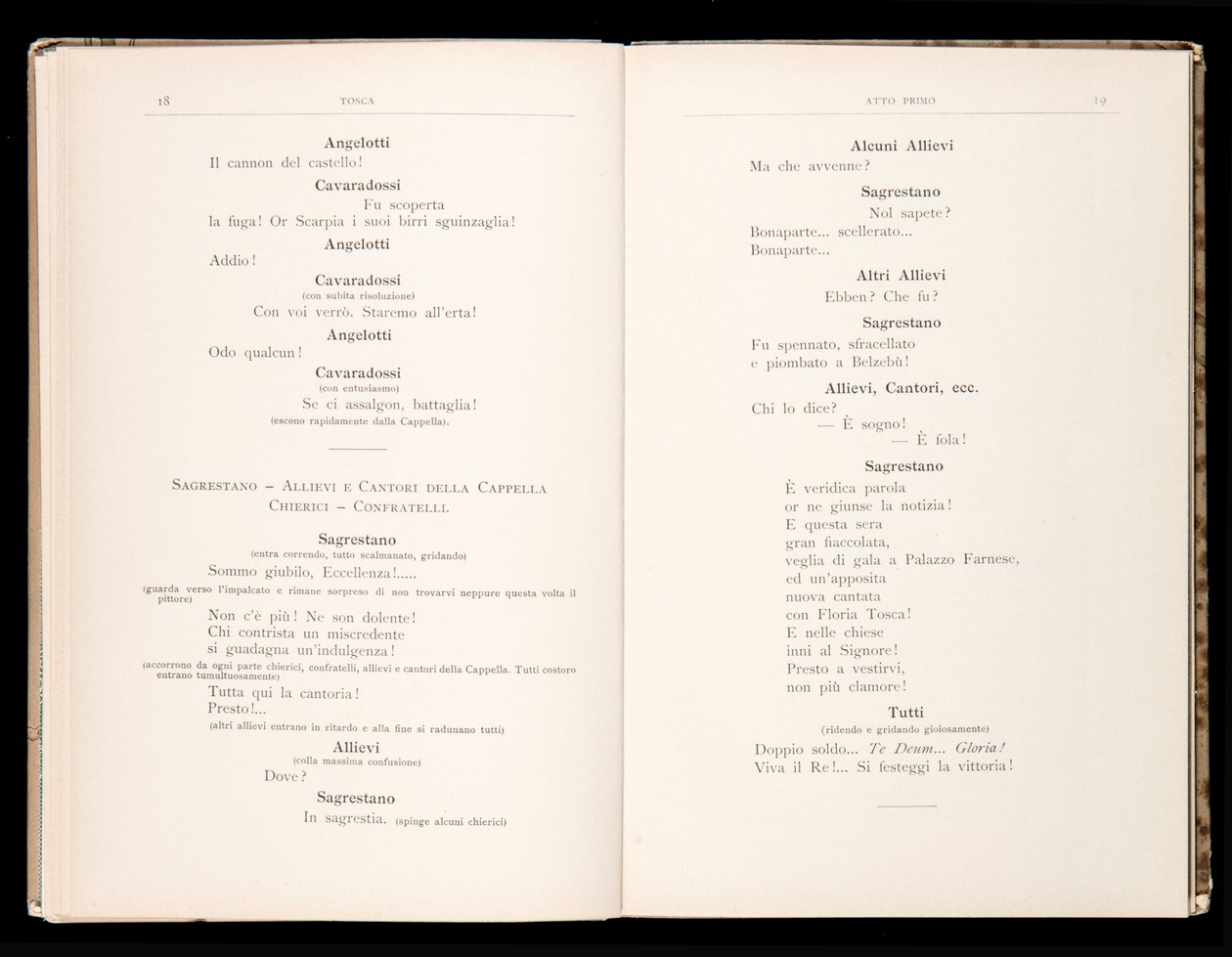 托斯卡的剧本，贾科莫·普契尼 (Giacomo Puccini)，意大利里科尔迪版 作者 意大利学校