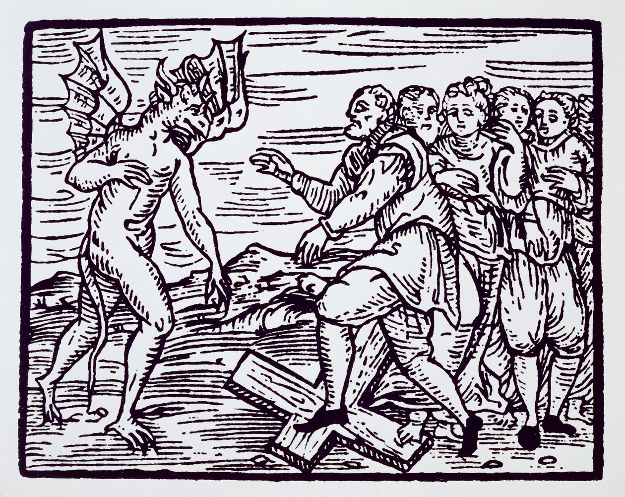 放弃基督的男性女巫，米兰1608年Fr M Guaccius的Compendium Maleticarum的插图复制品，用于19世纪后期出版的“魔法史” 作者 意大利学校