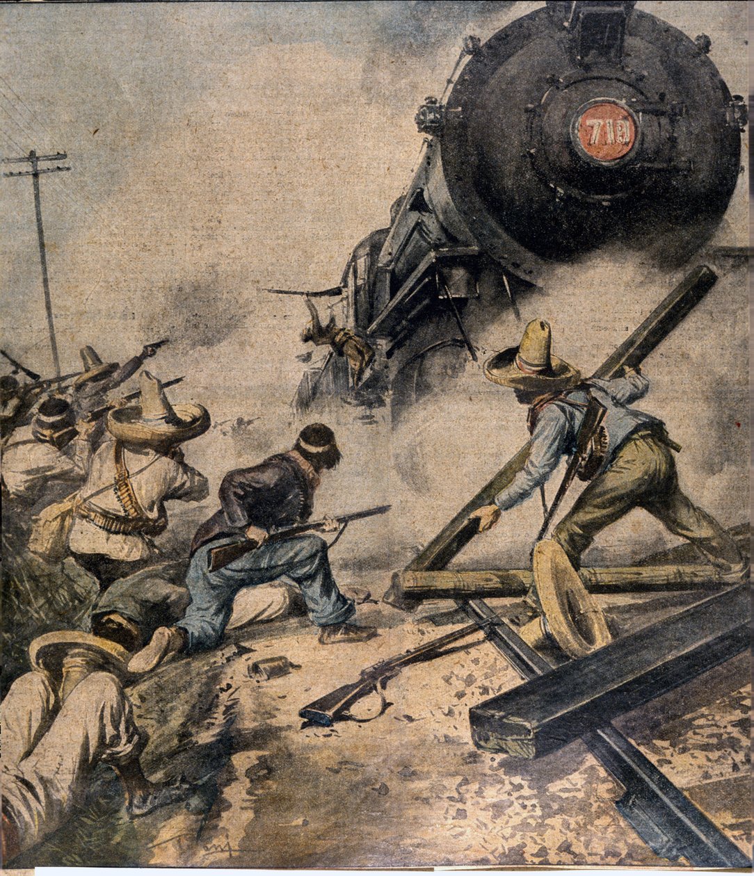 墨西哥革命：叛军冲进火车 Abbo 1913 年在 "L