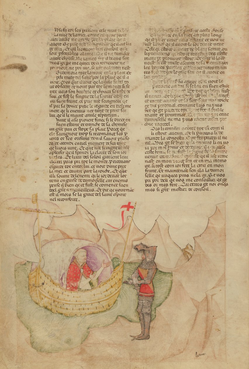 Fr 343女士fol.32v白船来自Queste del Saint Graal救援Percival，c.1380-85 作者 意大利学校