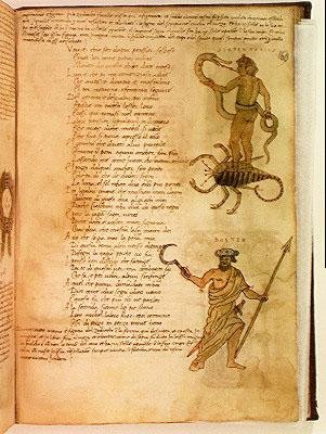 Ms Ital 483 P.4.7 f.160v Serpentarius 和 Bootes，选自 Fazio degli Uberti 的《Dittamondo》（牛皮纸） 作者 意大利学校