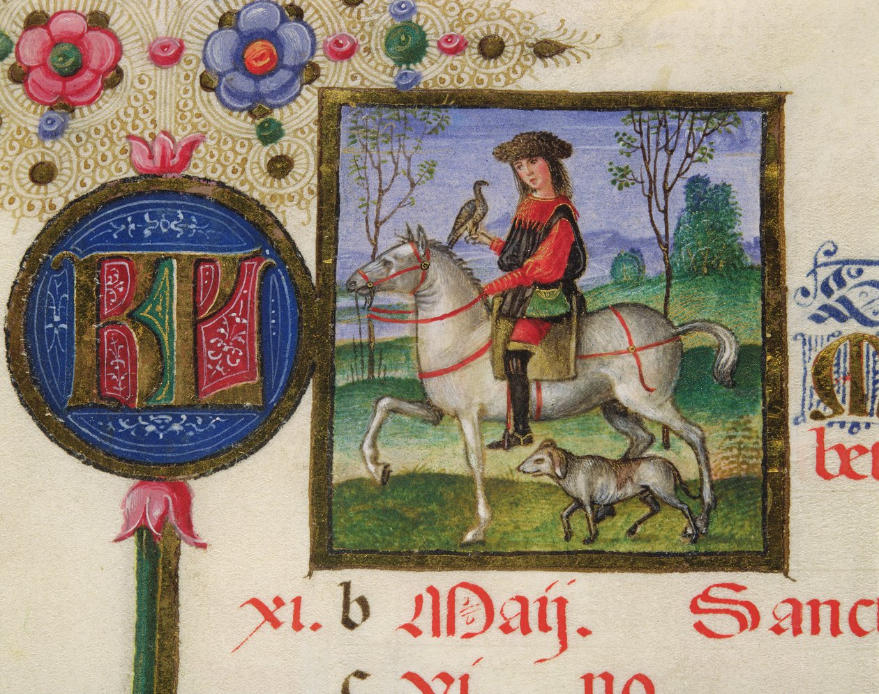 Ms. lat.424 fol.3r 五月：猎鹰，摘自 Ercola d