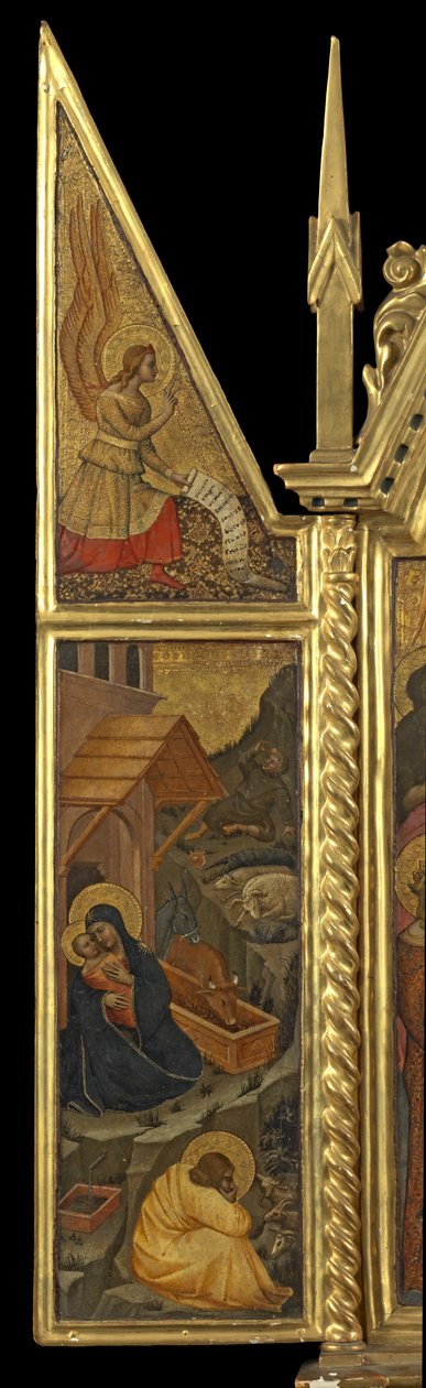 天使报喜的诞生-上方（左面板），c.1330-70（面板上的蛋彩画） 作者 意大利学校