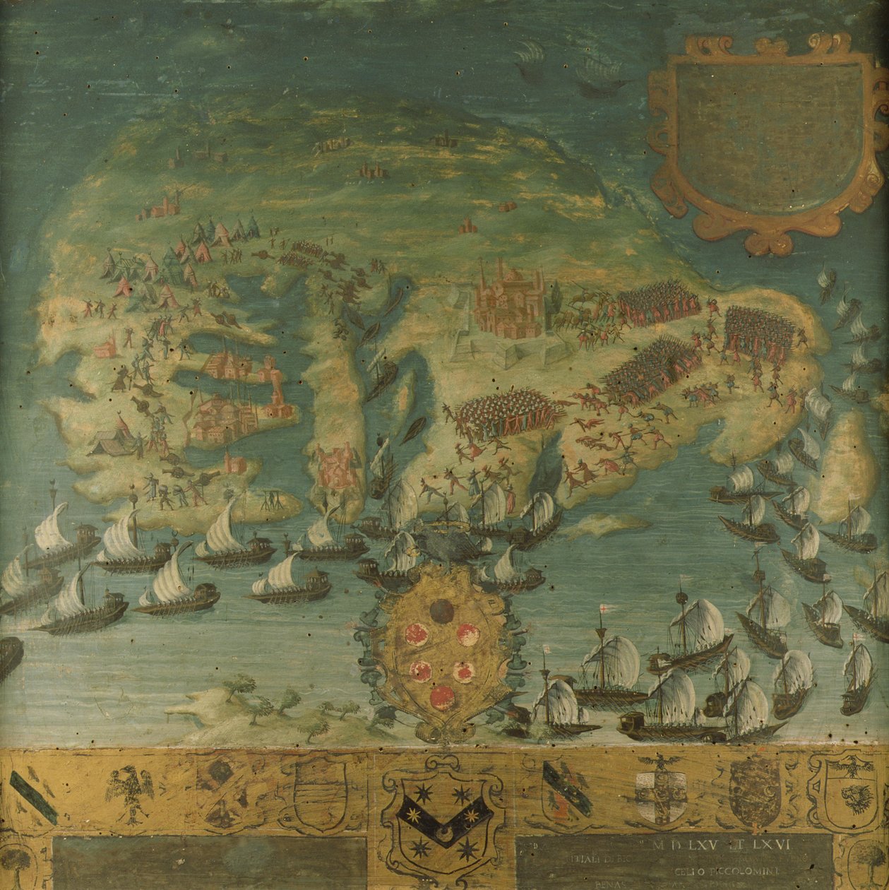 1565年在马耳他（Biccherna）的唐加西亚德托莱多的海军胜利 作者 意大利学校