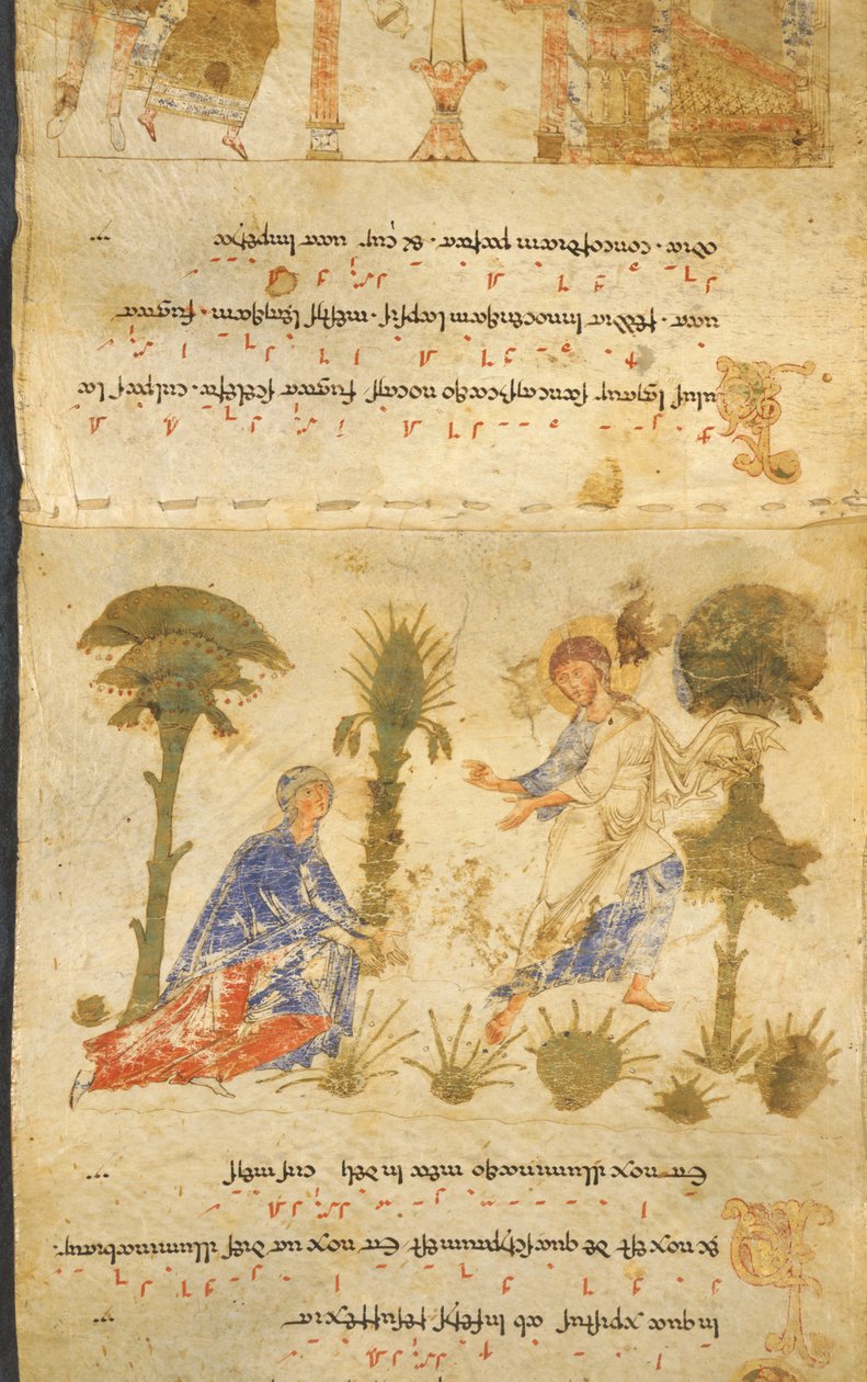Noli Me Tangere，选自 "Exultet Roll"，约 1072 年（牛皮纸） 作者 意大利学校