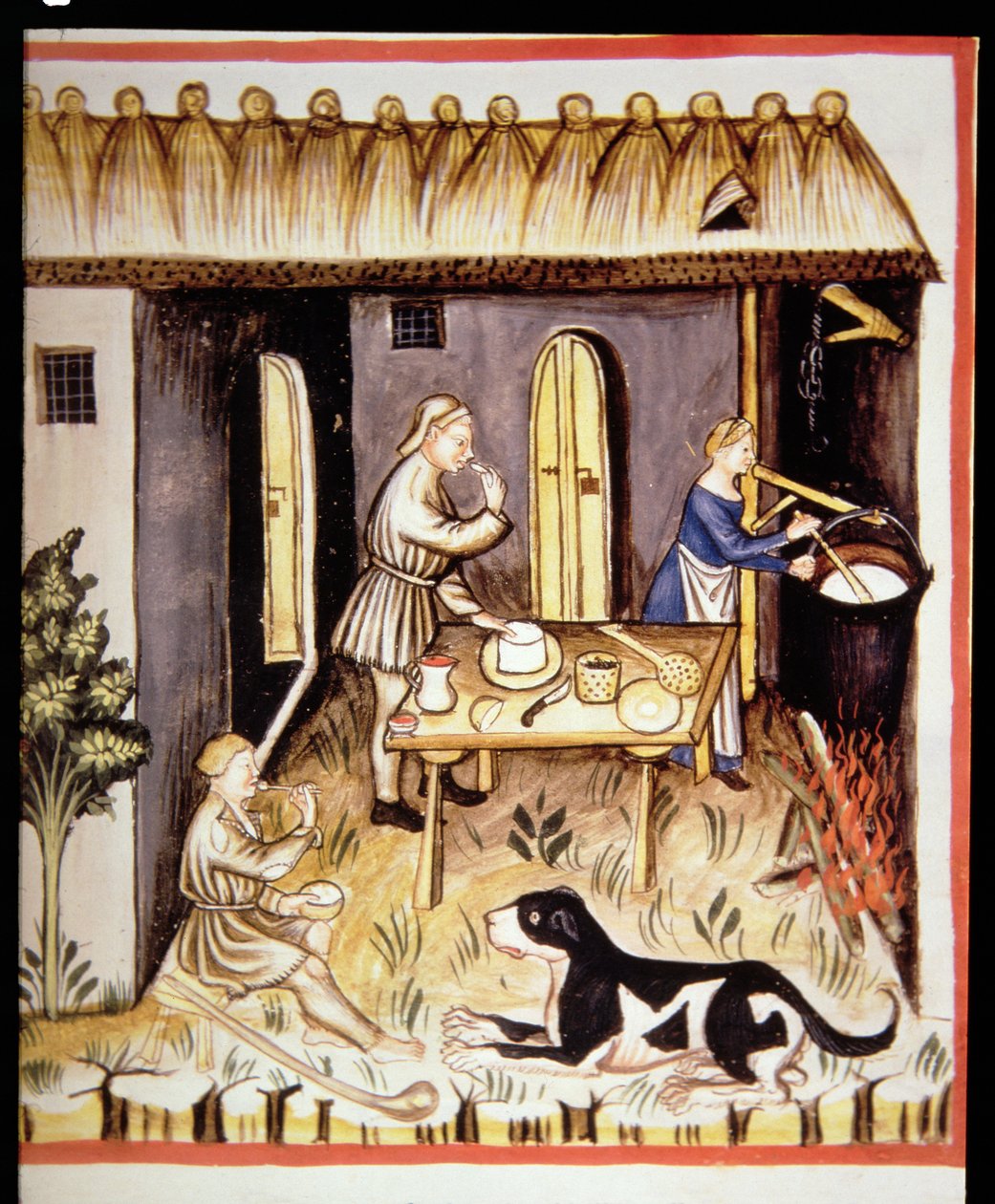 Nova 2644 fol.62r从Tacuinum Sanitatis制备白色奶酪 作者 意大利学校