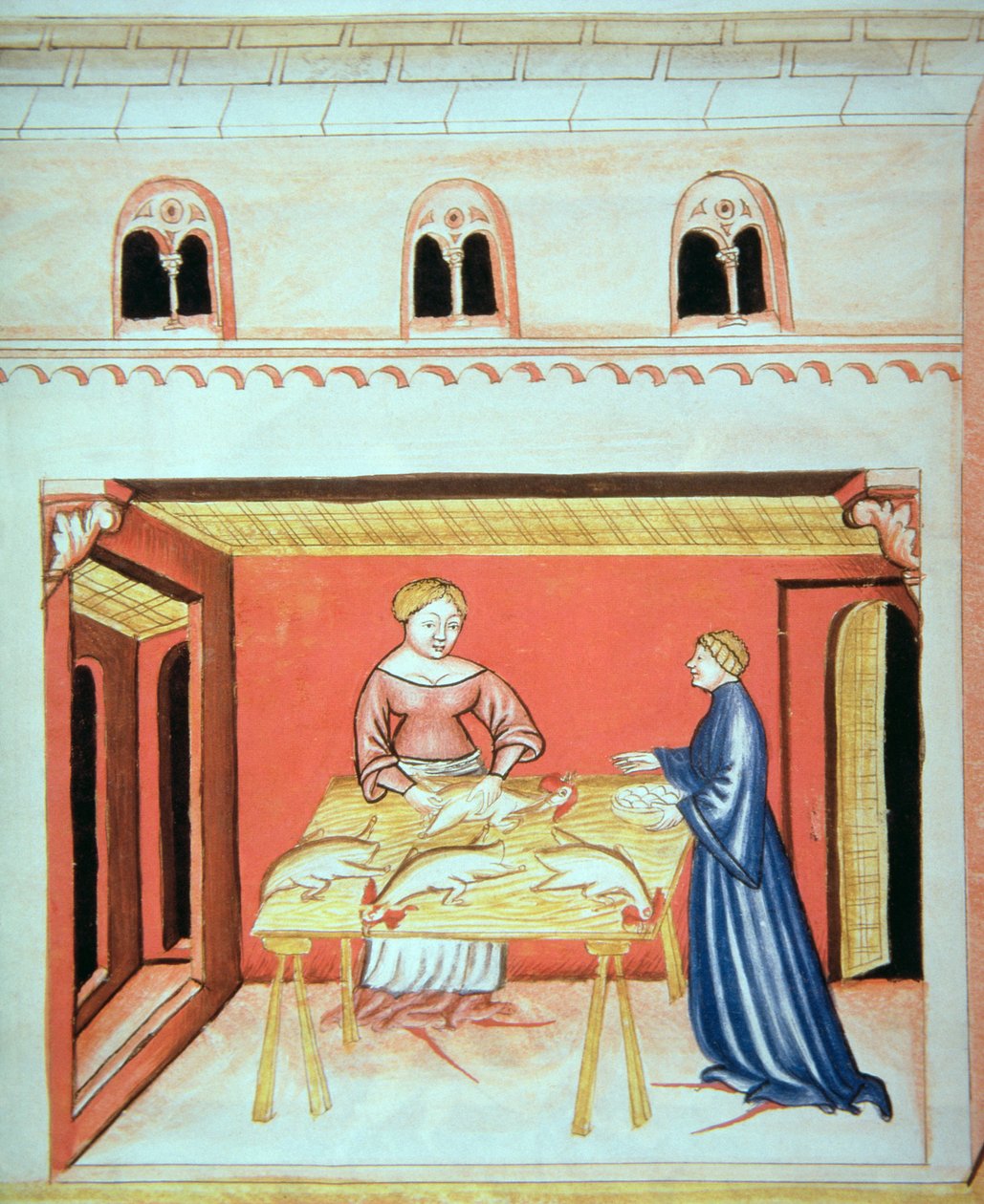 Nova 2644 fol.79v屠夫：去除Tacuinum Sanitatis的睾丸 作者 意大利学校