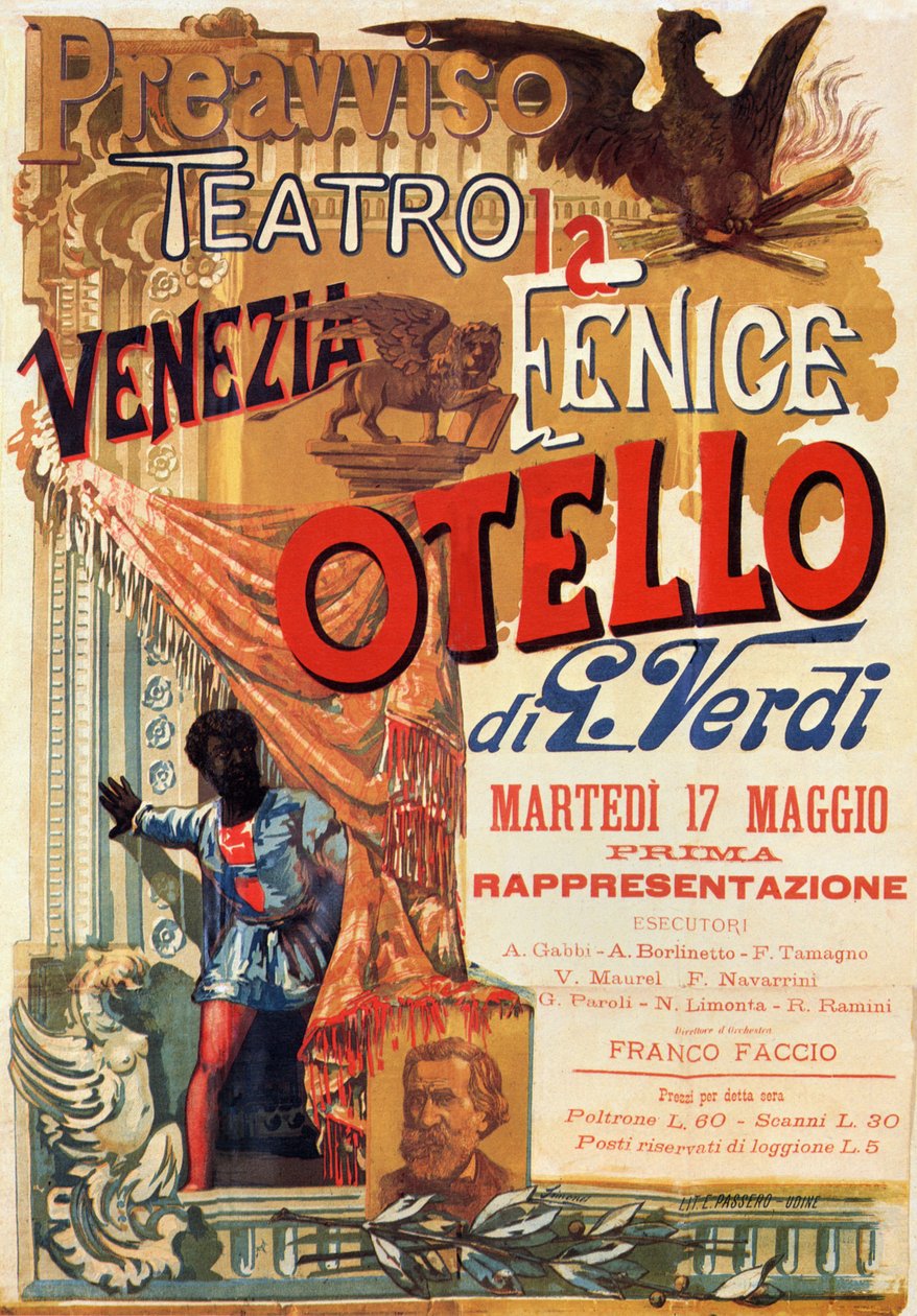 Otello: Poster for the first performance of Verdi