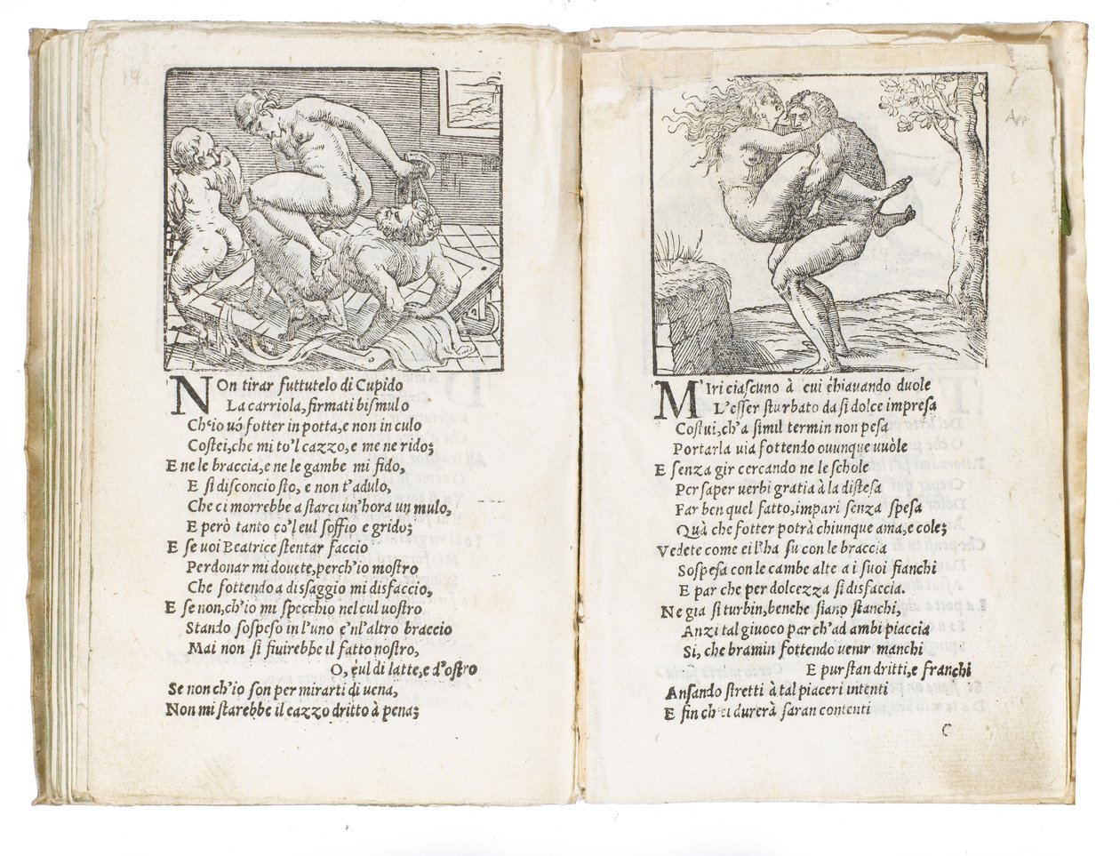 彼得·阿雷蒂诺（Pietro Aretino）的《索内蒂·卢苏里奥西》（Sonetti Lussuriosi）的页面，由朱利奥·罗马诺（Giulio Romano）插图和马尔坎通尼奥·雷蒙迪（Marcantonio Raimondi）刻制，于约1527年出版，威尼斯 作者 意大利学校