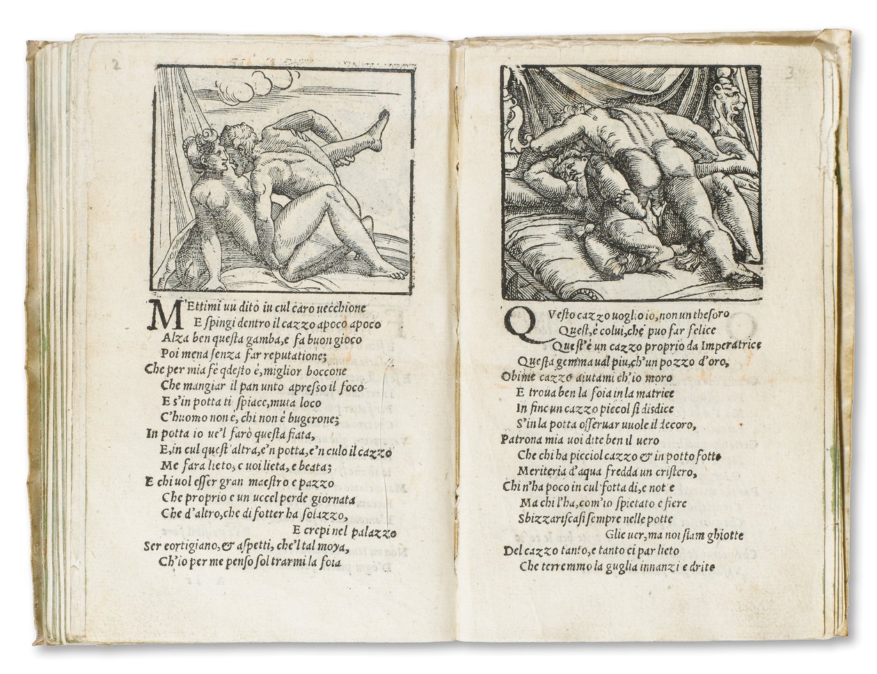 彼得·阿雷蒂诺（Pietro Aretino）的《索内蒂·卢苏里奥西》（Sonetti Lussuriosi）的页面，由朱利奥·罗马诺（Giulio Romano）插图和马尔坎通尼奥·莱蒙迪（Marcantonio Raimondi）刻版，于1527年在威尼斯出版（印刷和木刻） 作者 意大利学校