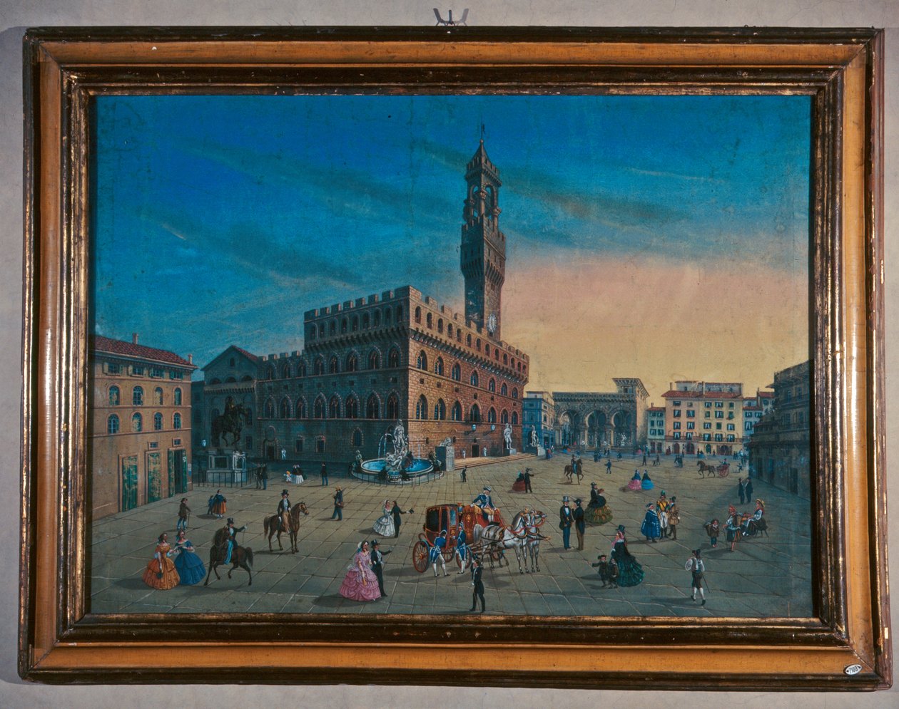 Palazzo Vecchio在Piazza della Signoria，佛罗伦萨 作者 意大利学校