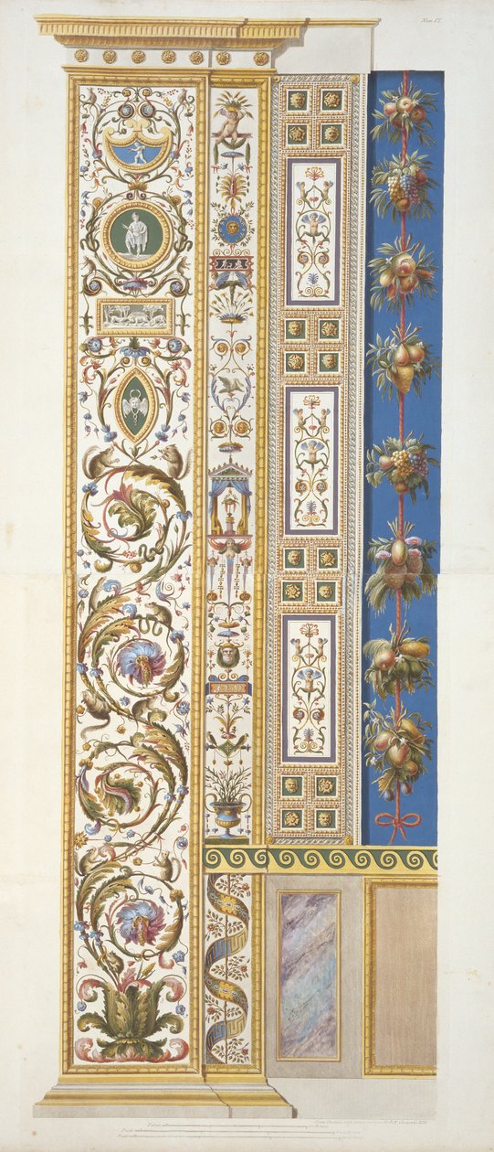拉斐尔在梵蒂冈的小组，来自梵蒂冈的拉斐尔的Delle Loggie，由Giovanni Ottaviani（约1735-1808）镌刻，出版c.1772-77（手工彩色雕刻） 作者 意大利学校