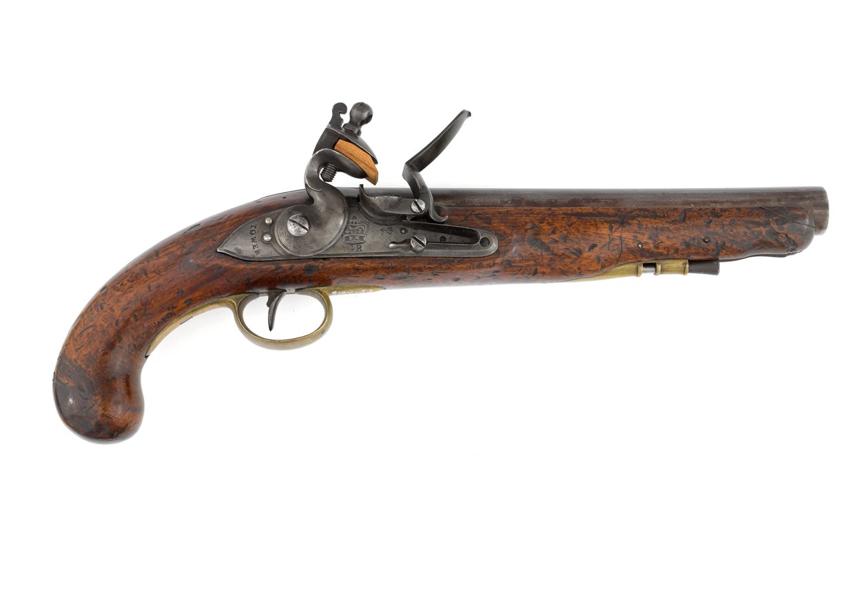 用于重型龙骑兵的 1796 型燧发手枪，与 ramrod 管和军械型锁的变化，c.1800（手枪，燧发枪，1796 型重型龙骑兵） 作者 意大利学校