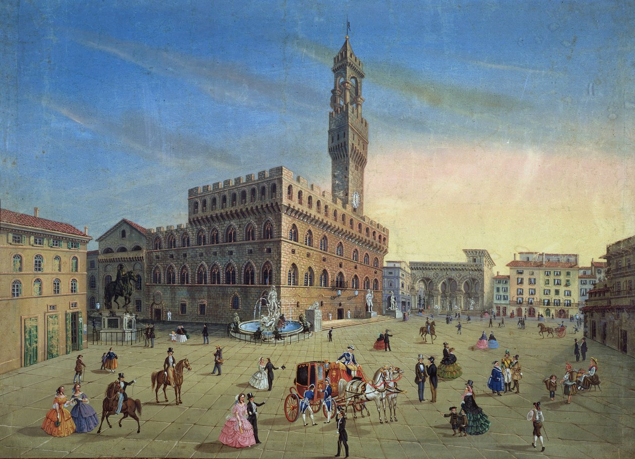 Piazza Signoria，佛罗伦萨 作者 意大利学校