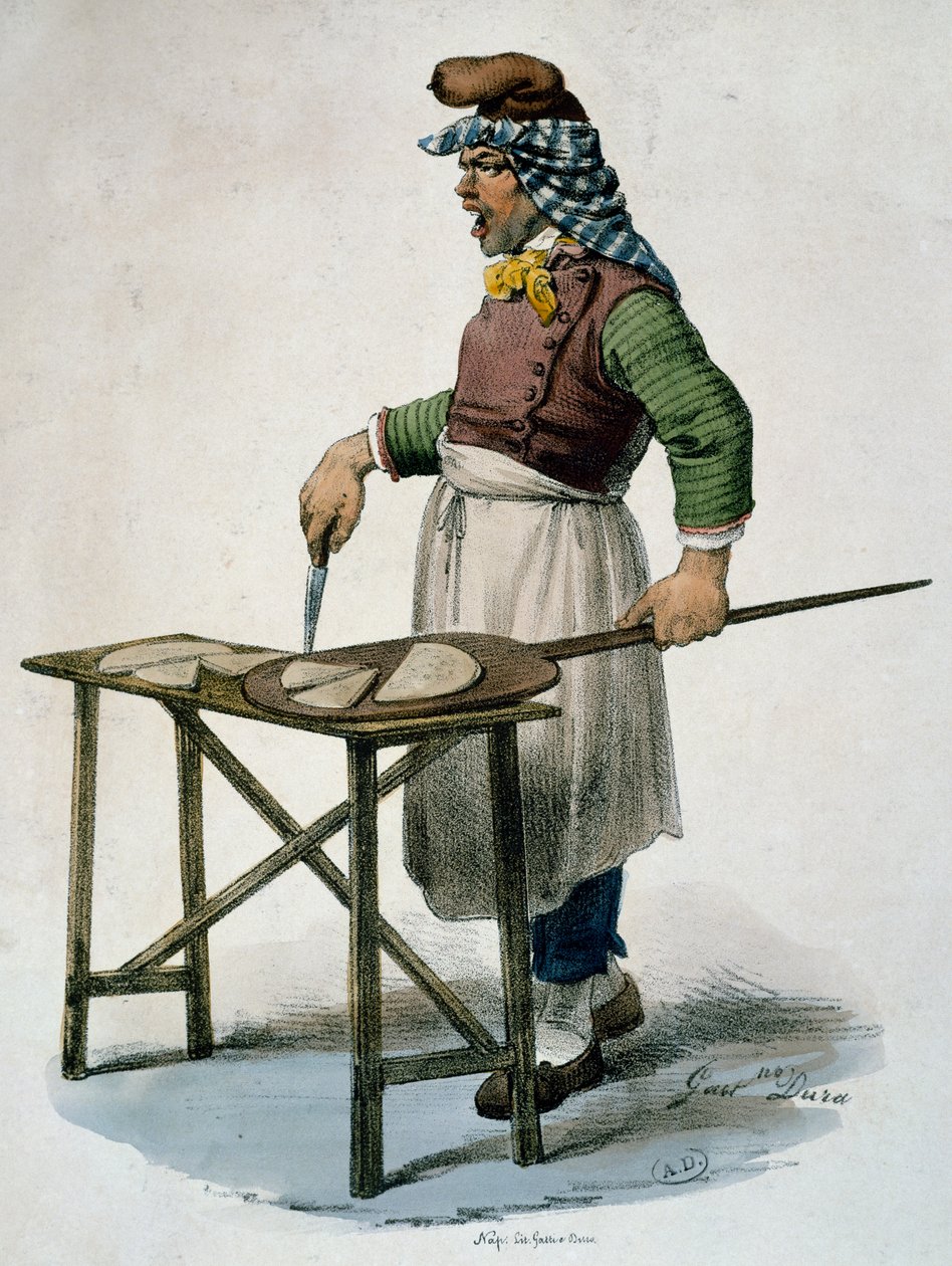 比萨制造商，约 1820 年，雕刻，意大利 作者 意大利学校