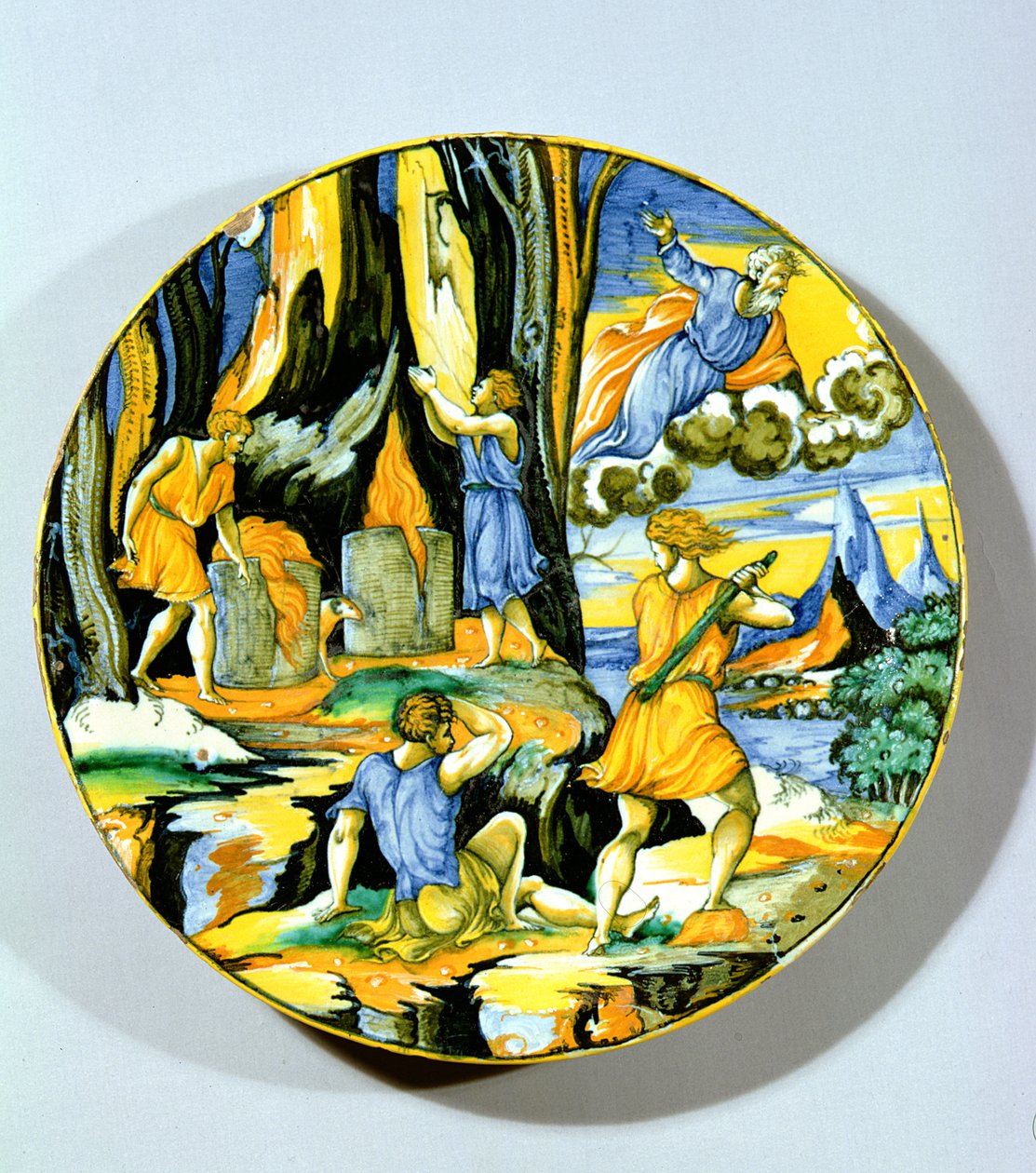 描绘该隐杀害亚伯，里米尼，16世纪中期（maiolica）的板块 作者 意大利学校