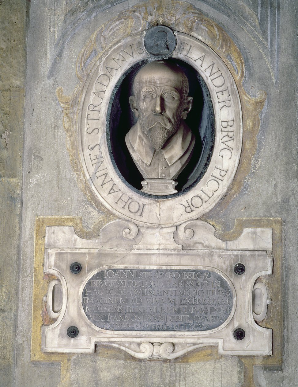 Portrait bust of Joannes Stradanus, Flemish-born painter, draughtman and tapestry designer, born Jan van der Straet in Bruges, worked in Italy, also known as Giovanni Stradano (1523-1605) (marble) 作者 意大利学校