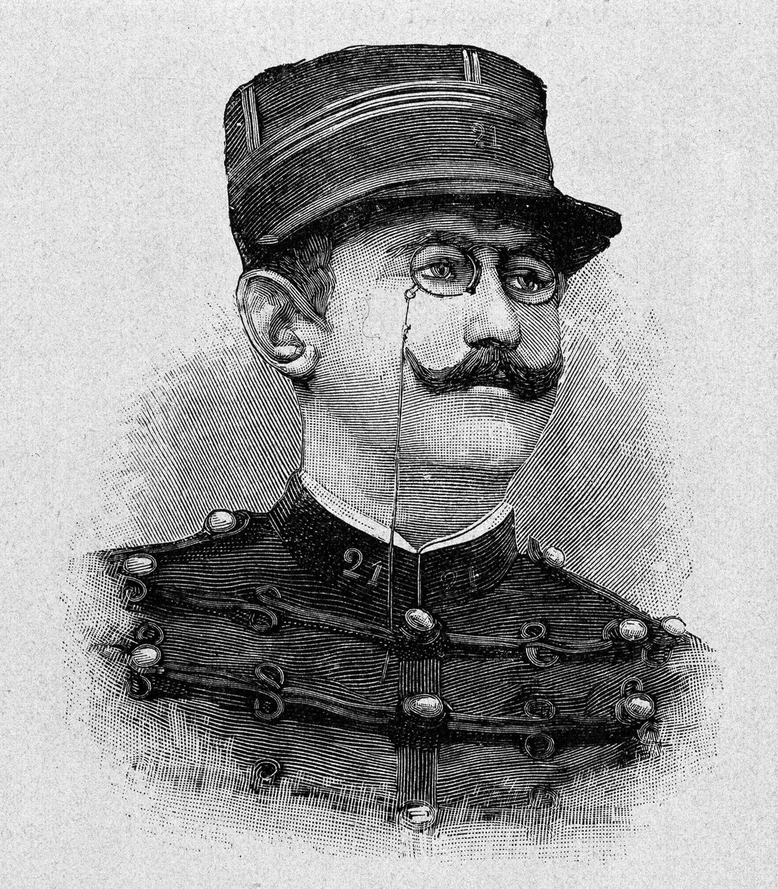 阿尔弗雷德-德雷福斯（1859 - 1935）的肖像（雕刻）。 作者 意大利学校