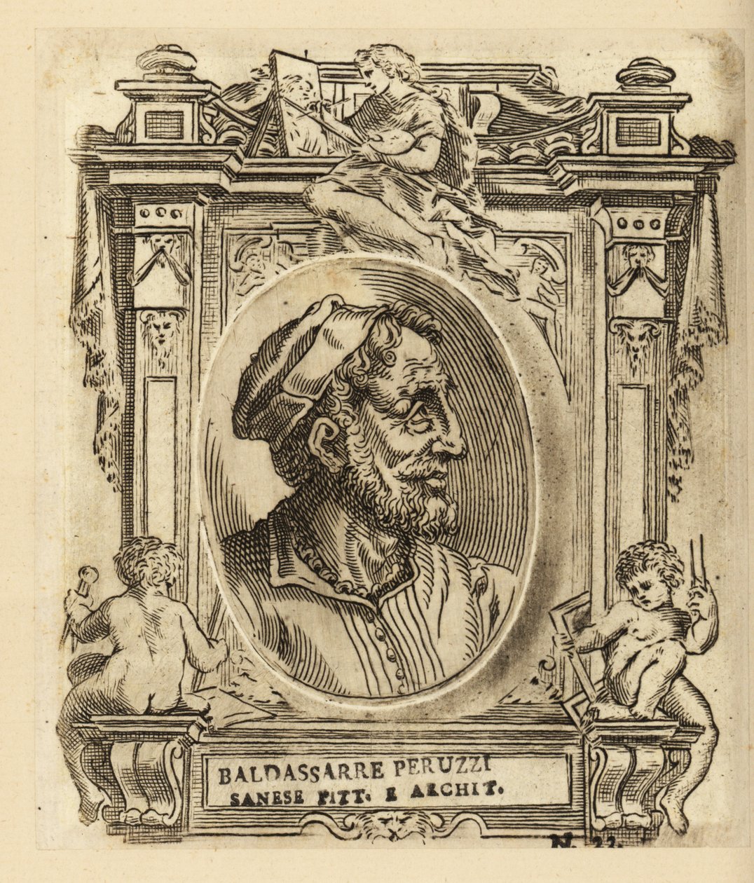 意大利建筑师和画家巴尔达萨雷·托马索·佩鲁齐 (Baldassare Tommaso Peruzzi) 的肖像，出生于锡耶纳附近 作者 意大利学校