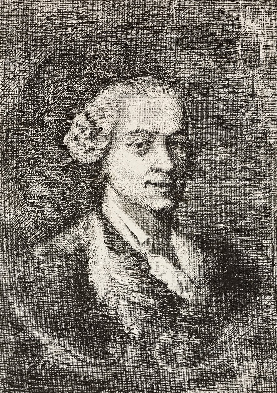 意大利剧作家 Carlo Goldoni（1707-1793）的肖像，由 Marco Pitteri 雕刻，来自 Giambattista Piazzetta 的绘画和 E Ximenes 的绘画，雕刻来自 L