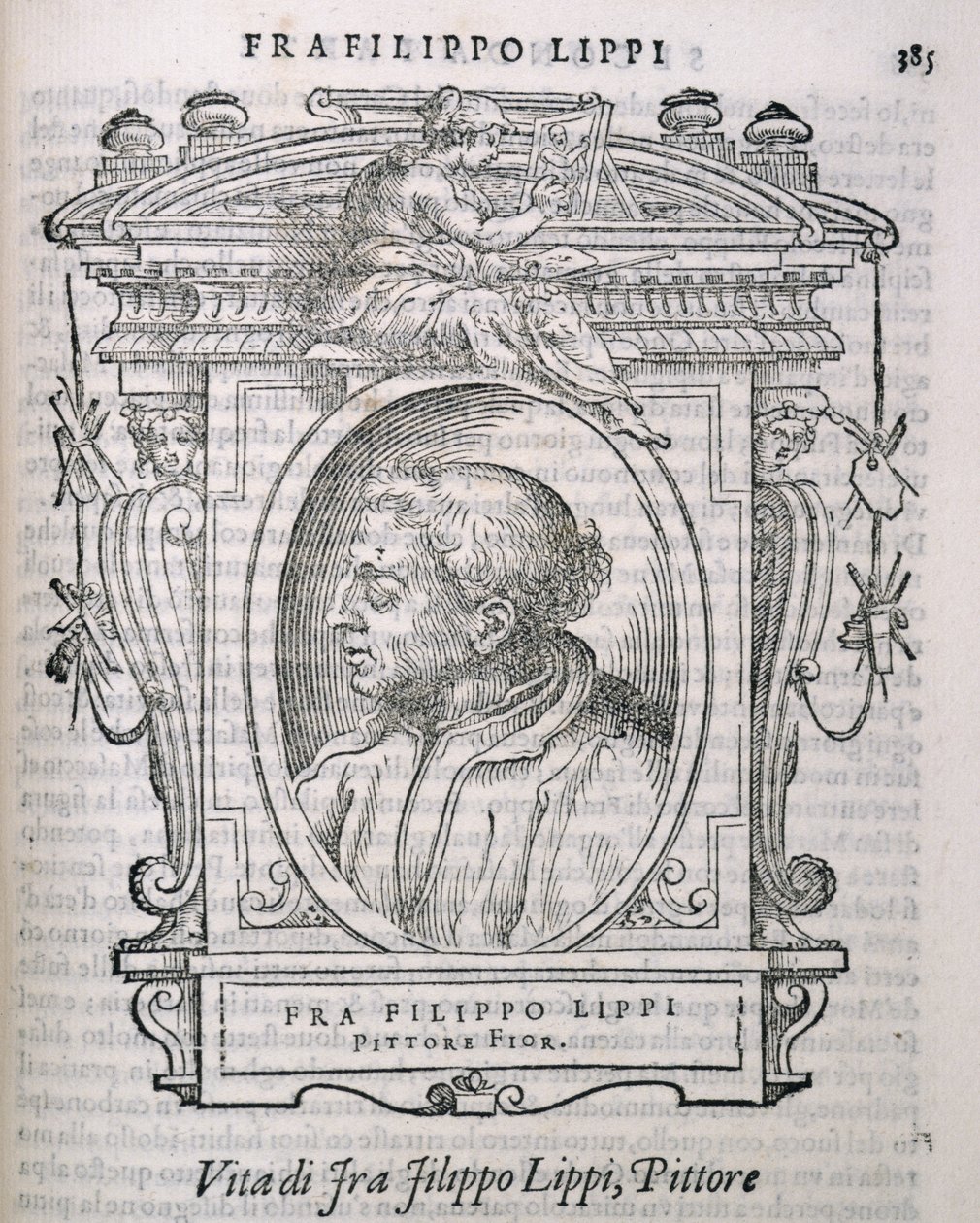来自Vasaris Lives of the Artists的Fra Filippo Lippi（c.1406-69）的肖像，首次出版于1550年 作者 意大利学校
