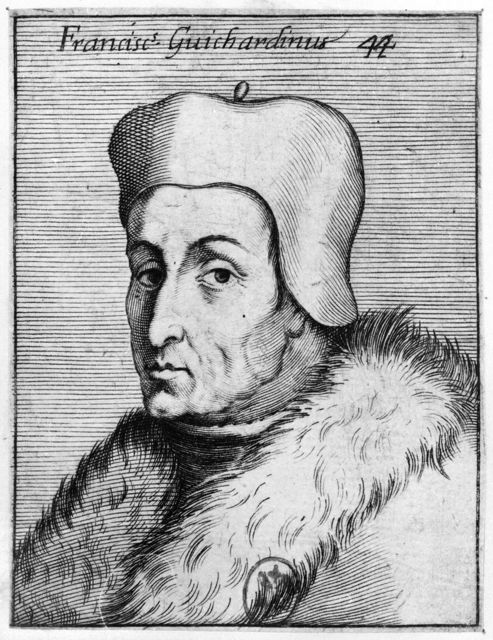 Francesco Guicciardini的肖像（1483-1540）（雕刻）（bw照片） 作者 意大利学校