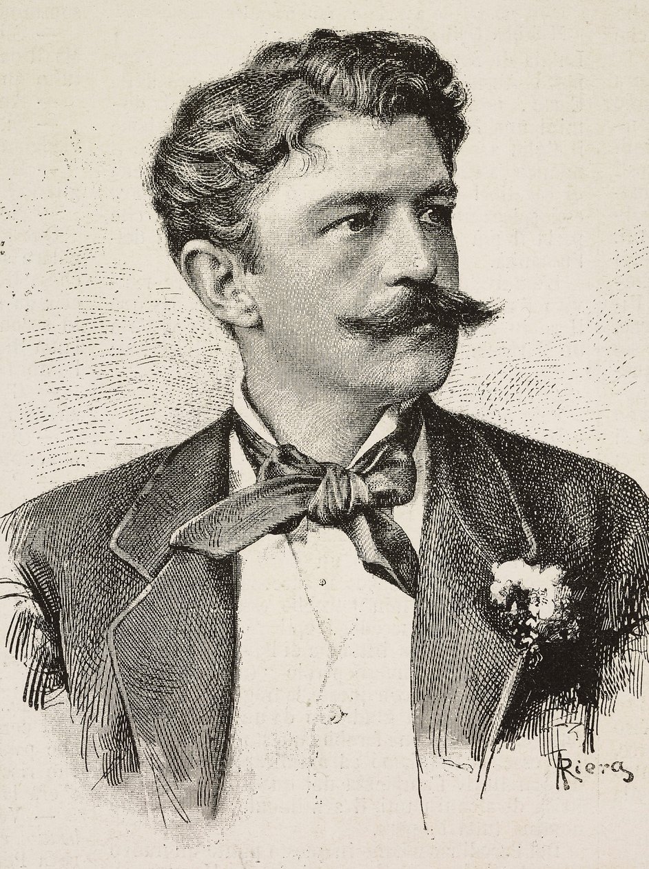 赫伯特·冯·俾斯麦（1849-1904 年）的肖像，德国政治家，由 Riera 雕刻，来自 Vianello Brothers 的照片，来自 L