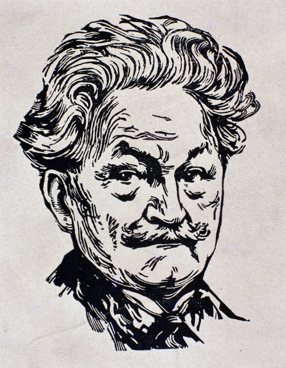Leos Janacek 的肖像，来自他的自传“Lettere e reminescenze”（石版画）的插图 作者 意大利学校