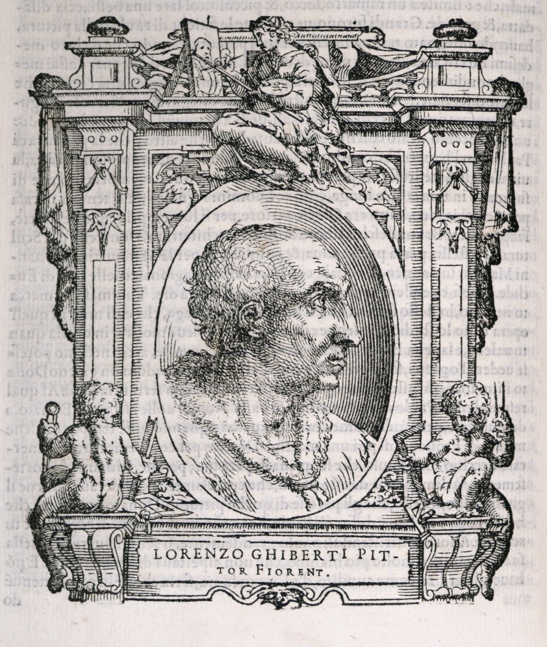 来自Vasaris Lives of the Artists的Lorenzo Ghiberti（1378-1455）的肖像，首次出版1550年 作者 意大利学校