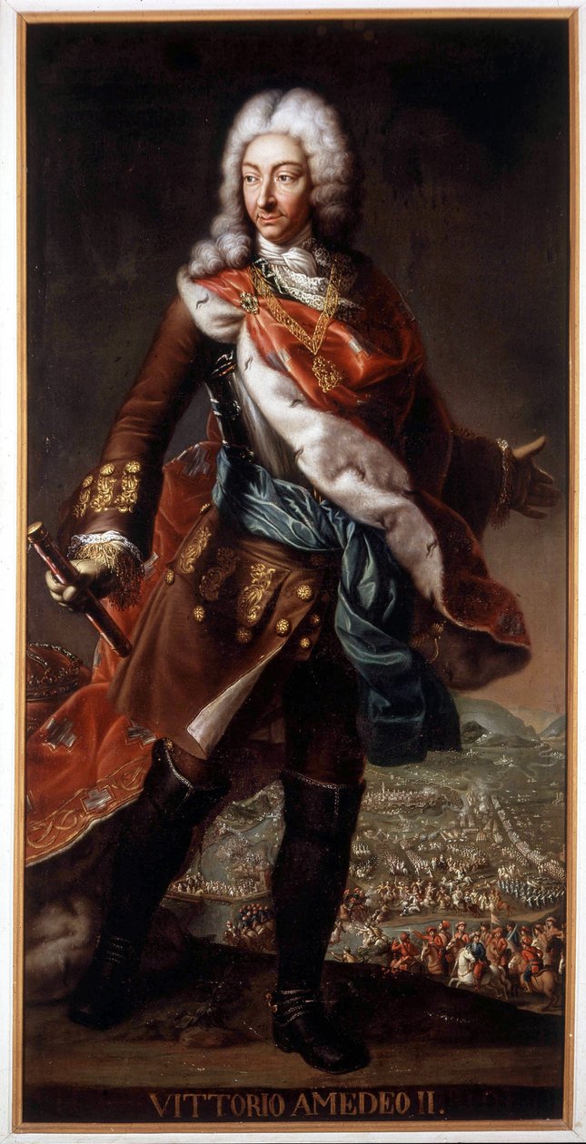 维托里奥-阿梅迪奥二世-迪-萨沃亚的肖像，被称为Volpe Savoiarda（1666-1732）（维克多-阿梅迪二世或维克多-阿梅迪），萨沃伊公爵和西西里岛的国王，然后是撒丁岛。画作保存在A. Racconigi城堡。 作者 意大利学校