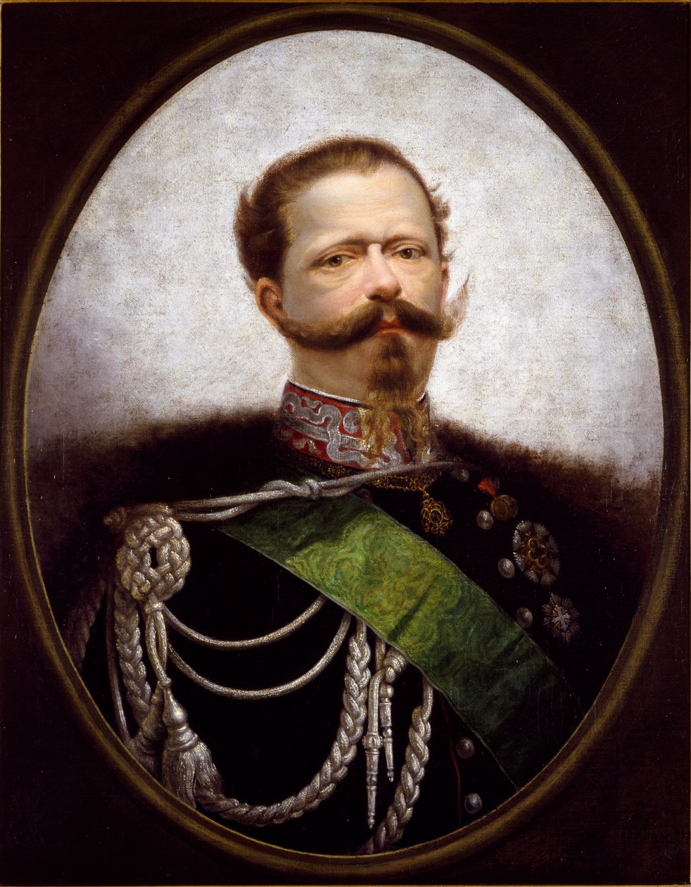 意大利国王的肖像维托里奥·埃马努埃莱二世 (Victor Emmanuel) (Victor-Emmanuel) (1820-1870) 匿名绘画。 19 世纪私人收藏——意大利国王维克多·伊曼纽尔二世 (Vittorio Emanuel II) (1820-1870) 的肖像。 无名画 作者 意大利学校
