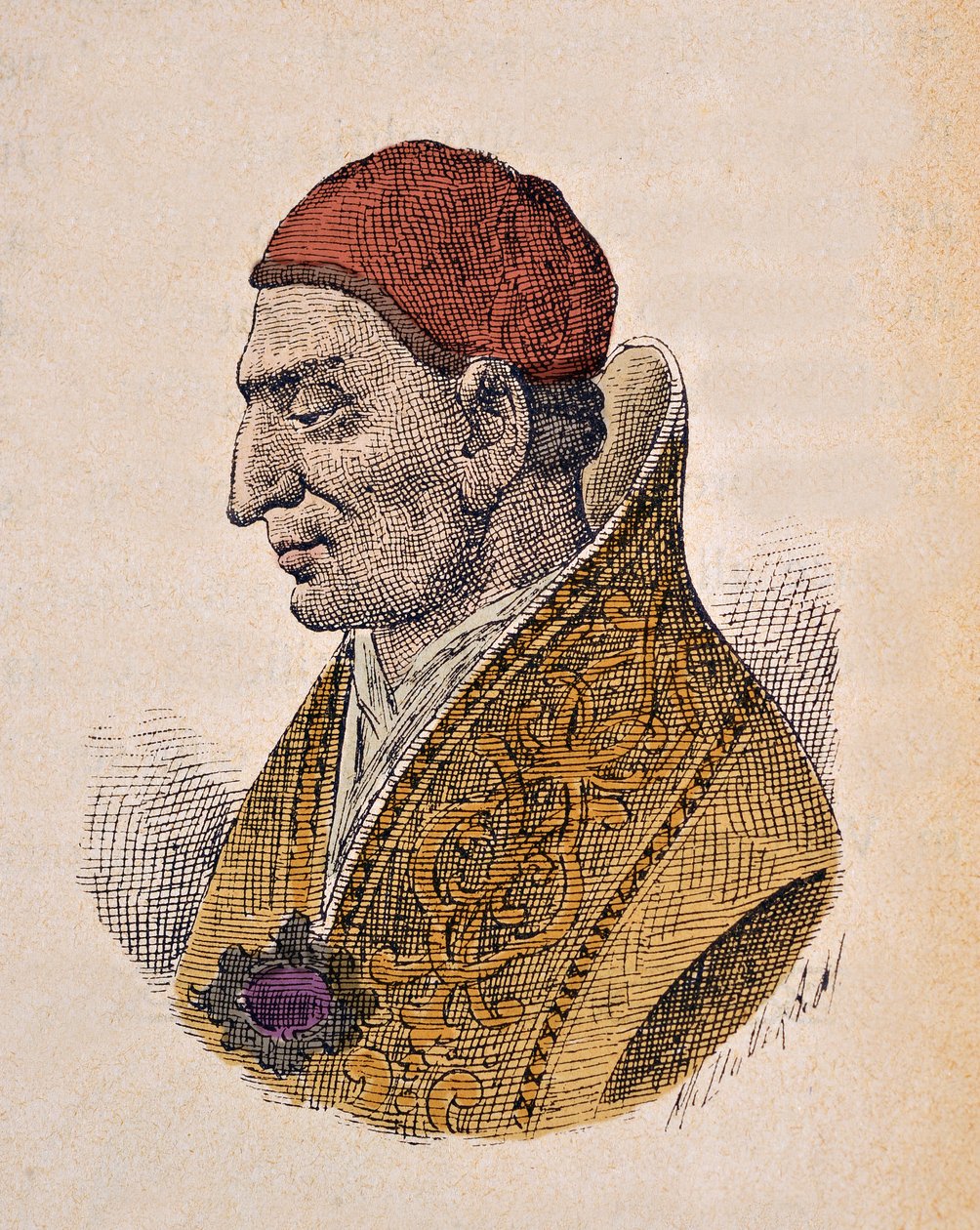 教皇君士坦丁一世 (Constantine I 或 Constantinus 或 Costantino) 的肖像 (708-715) 作者 意大利学校