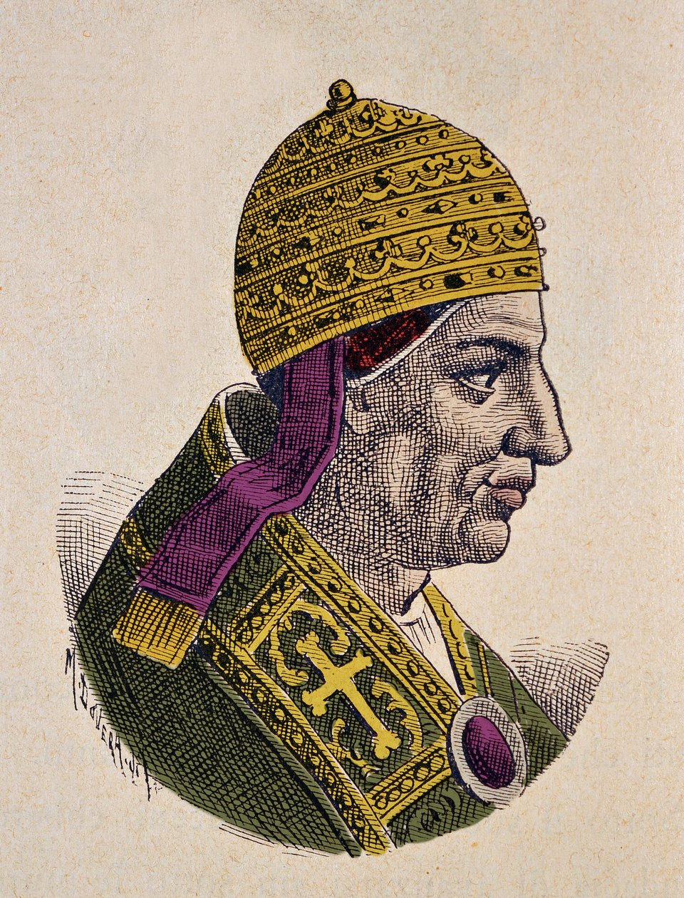 教皇 Nicholas Ier le Grand 的肖像（Nicolo I、Nicolaus 或 Nicolo 或 Niccolo 或 Nicolaus）（858-867） 作者 意大利学校