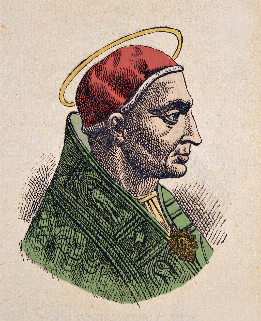 教皇 Sirice 的肖像 (Siricius, Siricio) (384-399) 作者 意大利学校