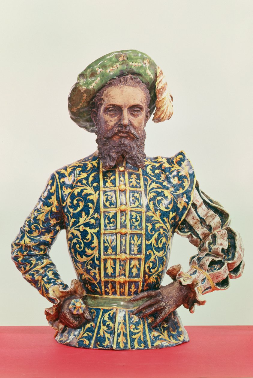 可能是Giovanni Da Verrazzano（1485-1528）（釉面和无釉陶瓷）的肖像 作者 意大利学校