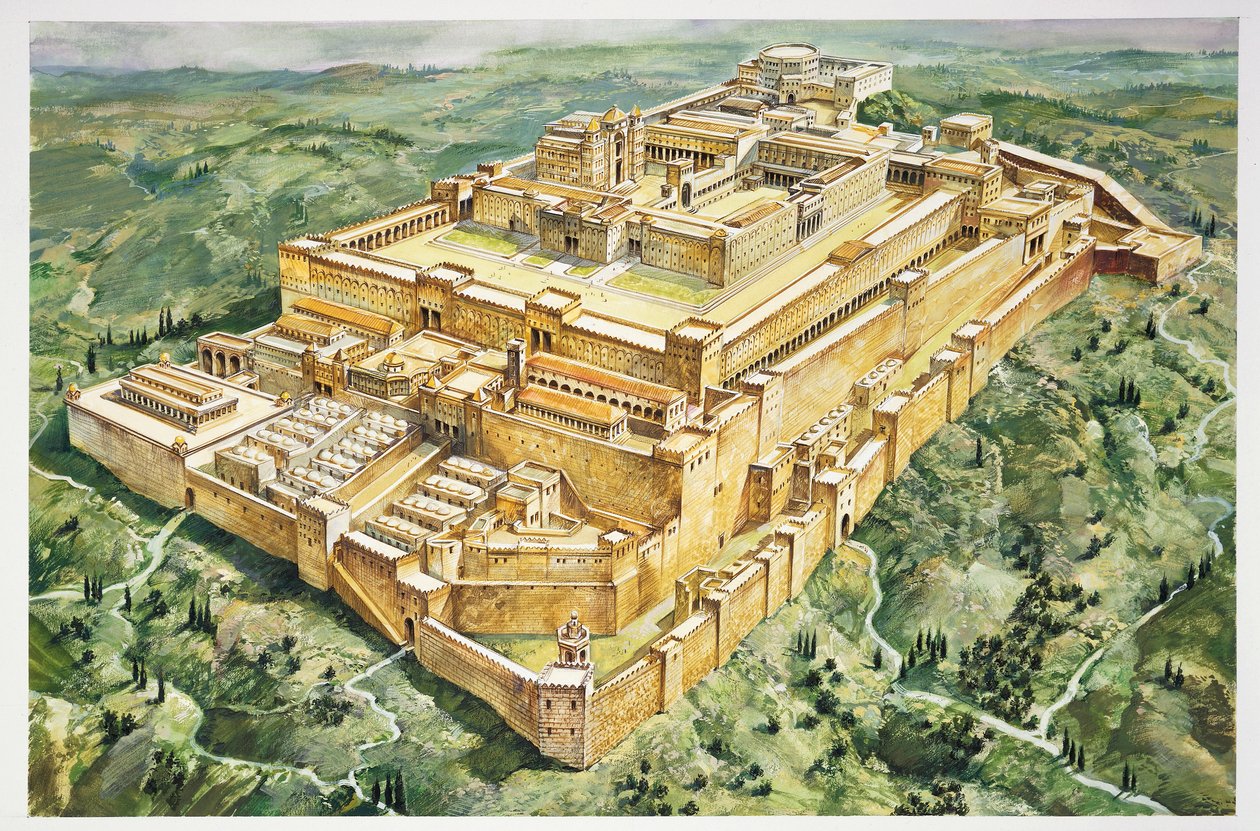 重建所罗门王宫和第一圣殿（彩色石版画） 作者 意大利学校