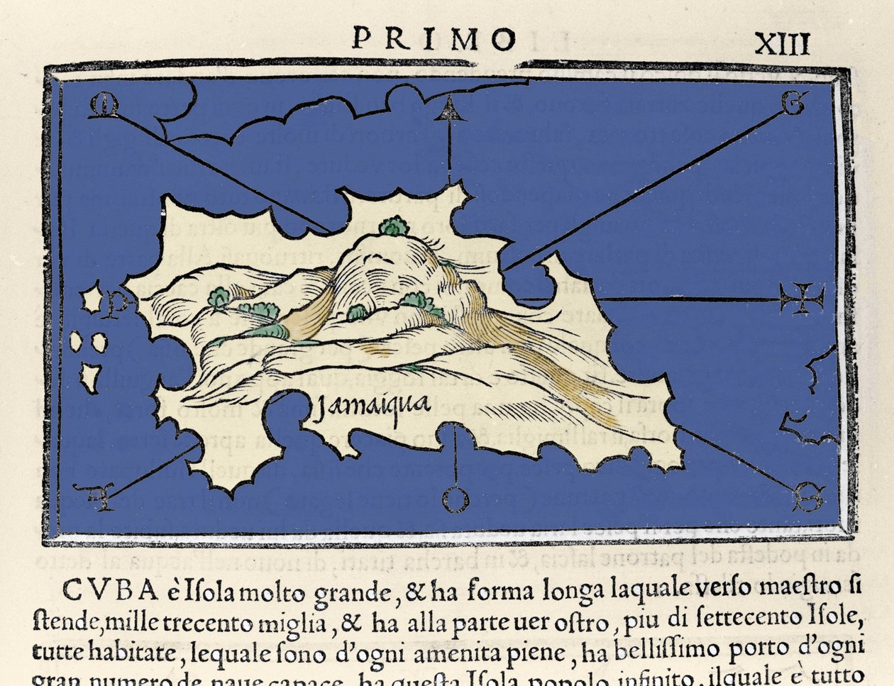 牙买加岛的代表。 Isolario（岛屿地图）由 Benedetto Bordone 绘制。 威尼斯 1547 作者 意大利学校