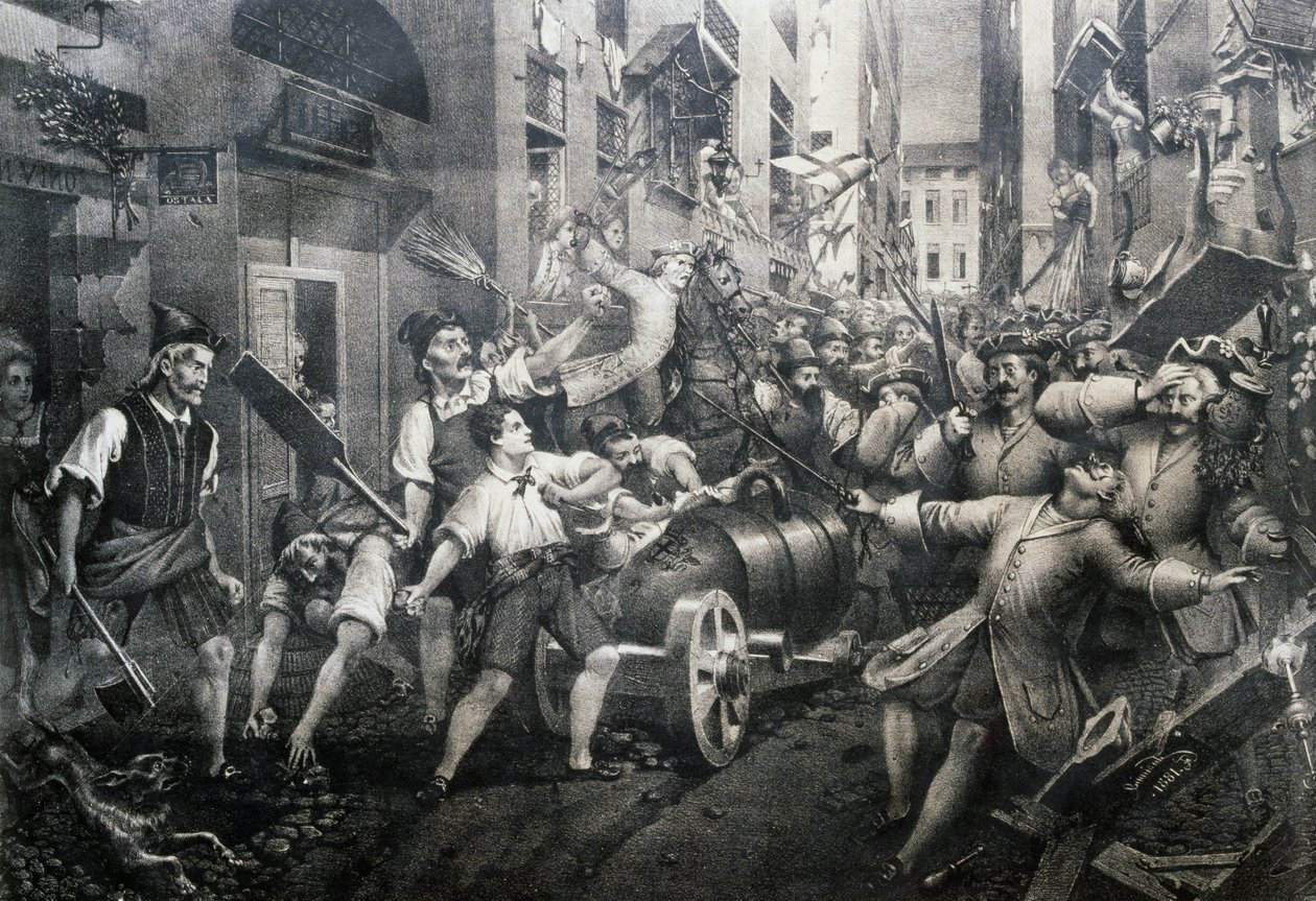 1746 年在热那亚 Portoria 区反抗奥地利人的起义，由 Giovan Battista Perasso（1735-1781）领导，被称为 Balilla 作者 意大利学校