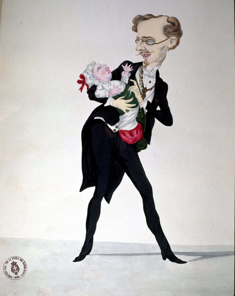 Risorgimento：代表财政部长 Bettino Ricasoli (1809-1880) 1865 Museo Nazionale del Risorgimento Rome 的卡通 作者 意大利学校