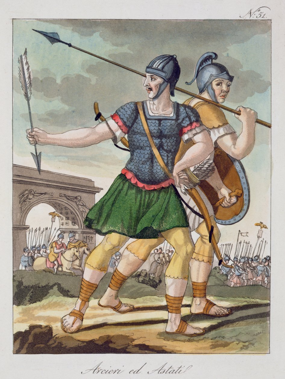 罗马弓箭手，来自LAntica Roma，1825年 作者 意大利学校