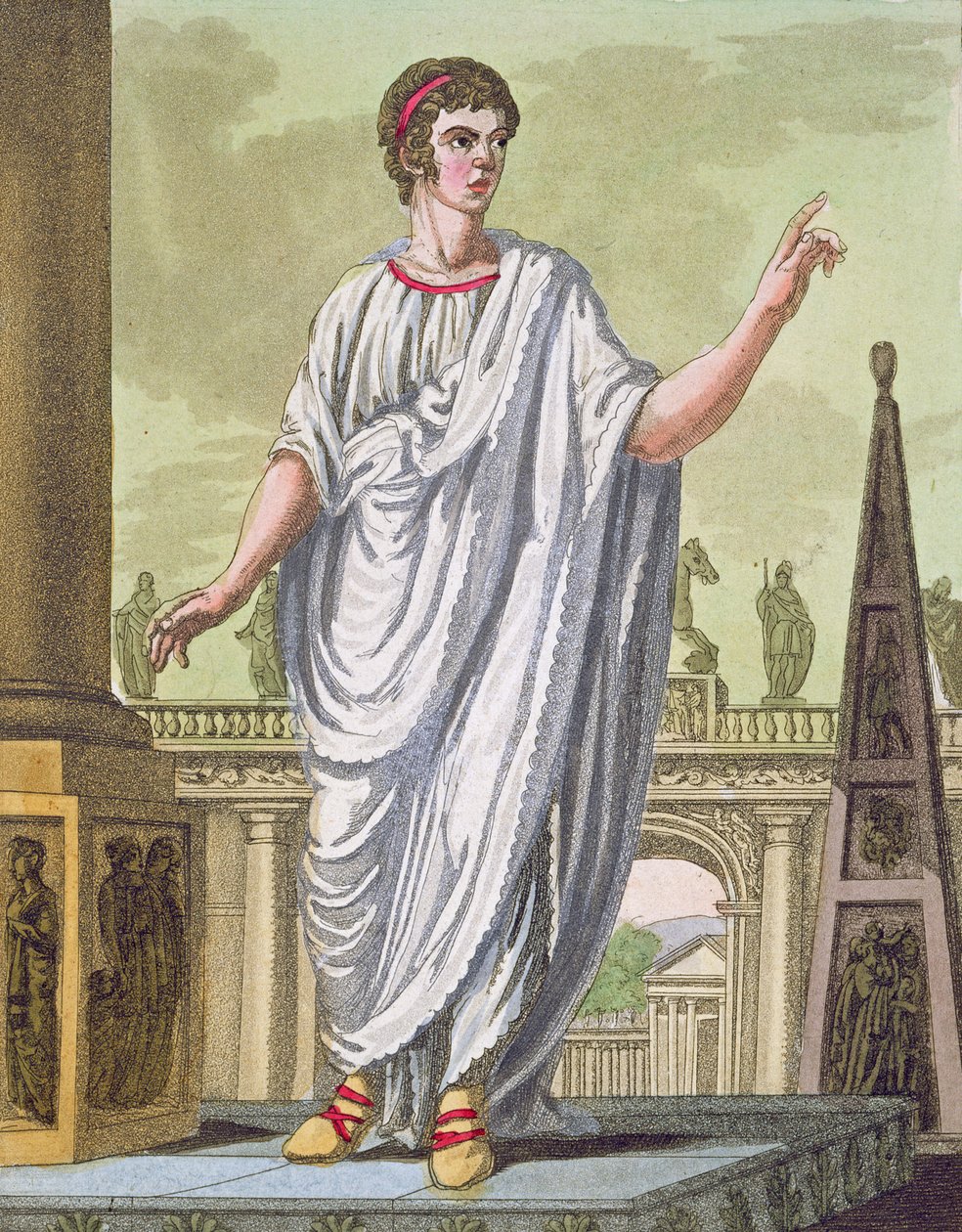 罗马公民声称就业，来自LAntica Roma，1825年 作者 意大利学校