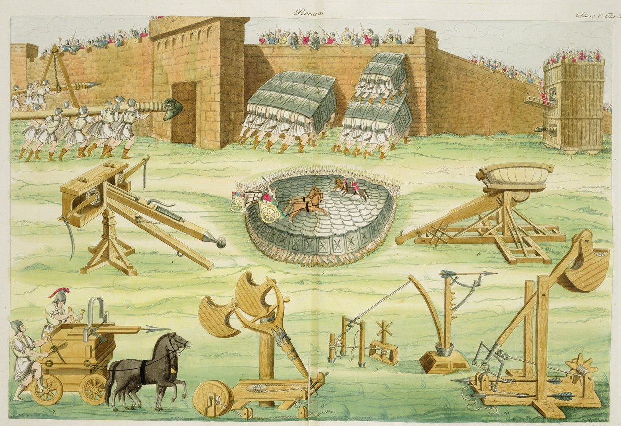 罗马士兵围攻一个城镇，板块23B，国家历史第一部分第5级，由A. Nani（aquatint）雕刻 作者 意大利学校